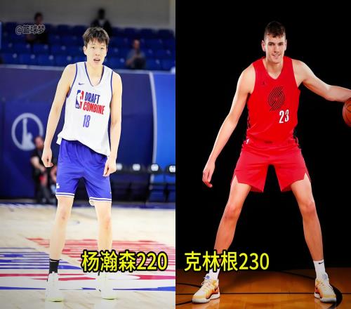 杨瀚森和同队中锋克林根的体测数据对比及优缺点分析