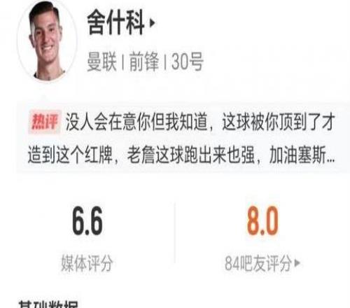 出戰上半場，舍什科數據：零射門零過人僅8次觸球，兩次爭頂成功