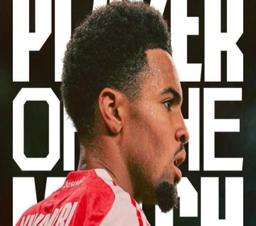 打入一球,恩瓦内里当选与布莱顿一役阿森纳队内最佳球员