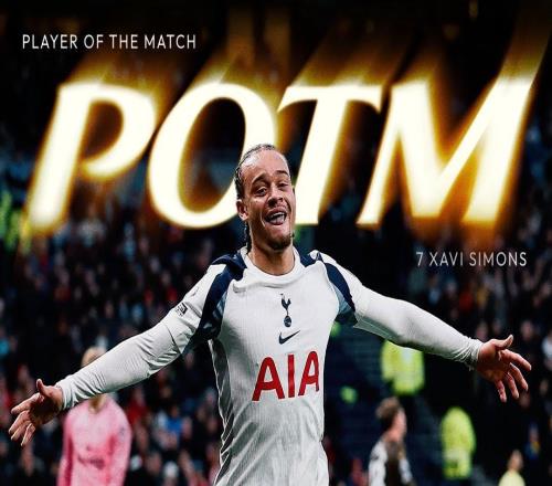 1射1傳，哈維西蒙斯當(dāng)選熱刺20布倫特福德一役隊(duì)內(nèi)最佳球員