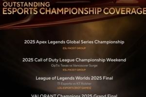 第47屆體育艾美獎(jiǎng)提名：S15決賽、巴黎全球冠軍賽決賽等入圍