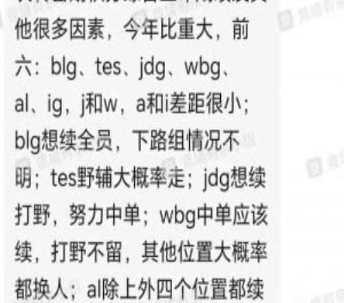 豆瓣网友爆料：JDG争取knight！iG中上未续约GALA很抢手
