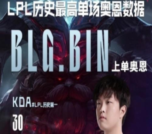 可惜输了！Bin刷新LPL历史最高单场奥恩数据，打出LPL历史上单位最高KDA