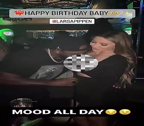 如今早已分手！乔丹儿子之前给皮蓬前妻过生日，不停地亲吻她胸部