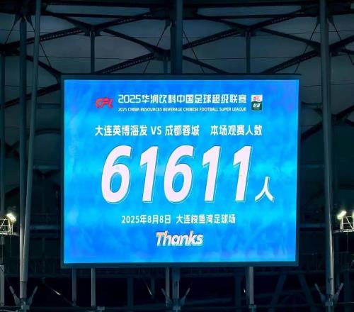 中超第20轮观众人数：英博61611人居首，上海德比60031人排第2