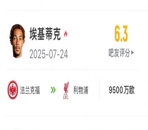 光速打脸埃基蒂克加盟时评论：太贵了，不如留努涅斯，水货