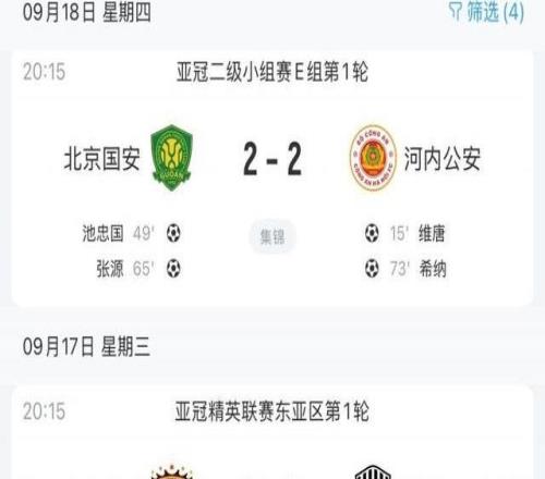 3负1平！国安亚冠二艰难战平，中超前四名在亚冠首轮合计只拿1分