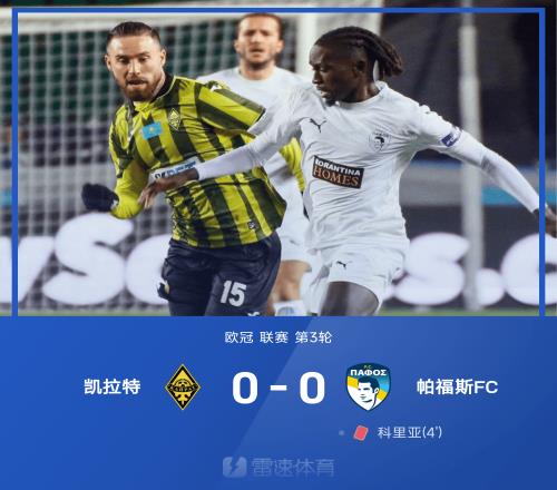 欧冠战报：阿纳别科夫乌龙被吹，凯拉特00十人帕福斯
