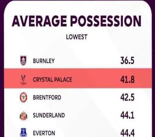 水晶宫是本赛季至今英超控球率第二低球队，但预期进球数最高