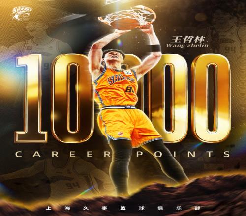 王哲林10000分里程碑历史第6人郭艾伦退赛上海逆转大胜广州