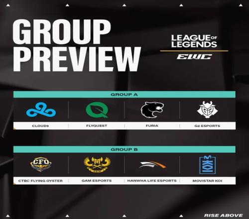 EWC石油杯LOL项目分组公布：G2FLYC9同组，CFOHLEGAM同组