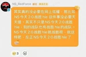 爽到了！横扫HLE后NS官博在粉丝群回应：反正NS今天20战胜hle了