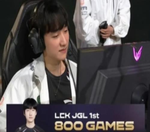 Peanut达成LCK800出场成就，位列打野第一、全位置第四